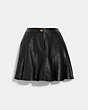 COACH®,LEATHER MINI SKIRT,Black,Front View