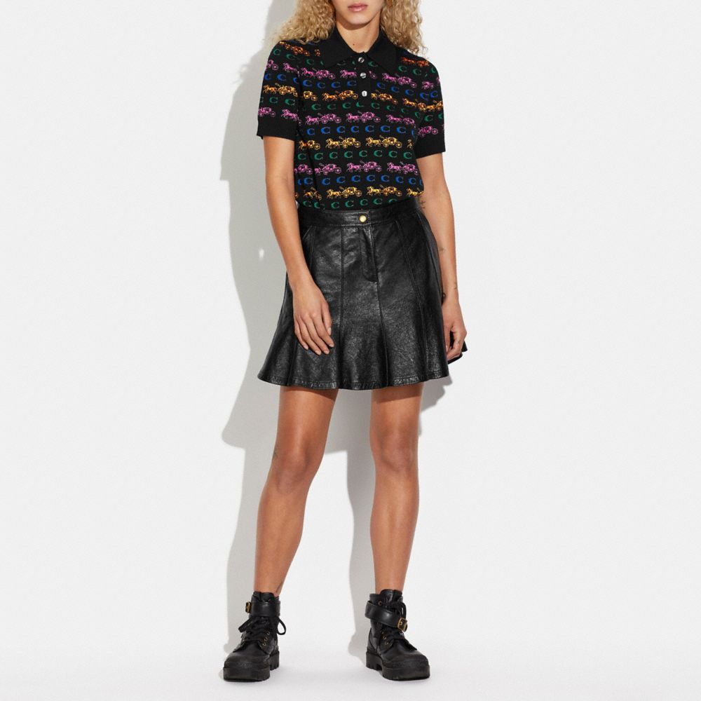 COACH®,LEATHER MINI SKIRT,Black,Scale View