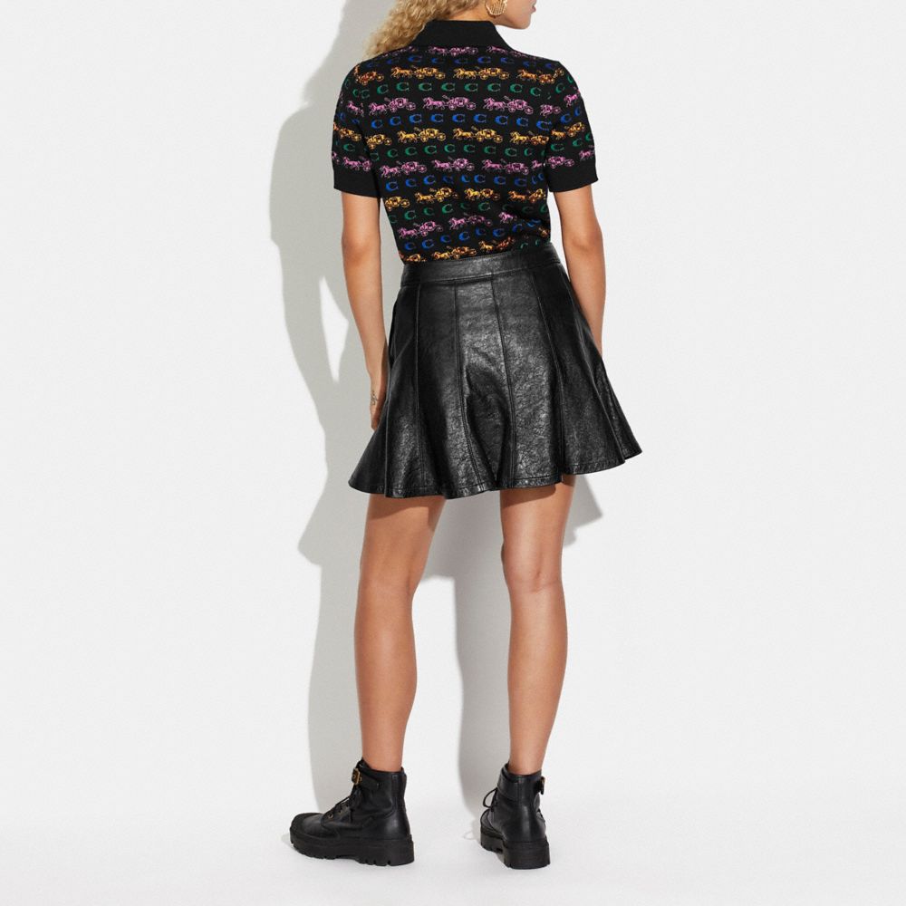 COACH®,LEATHER MINI SKIRT,Black,Scale View