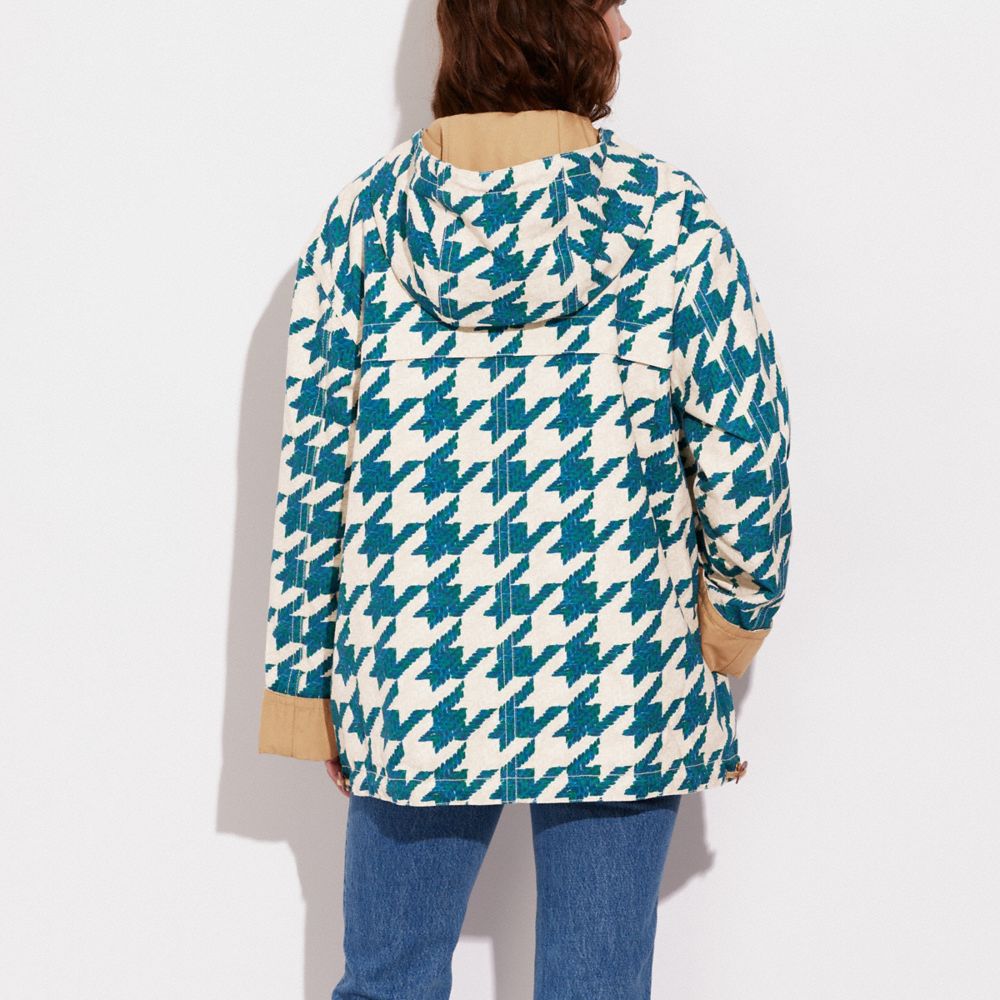 Houndstooth Hooded Jacket In Organic Cotton