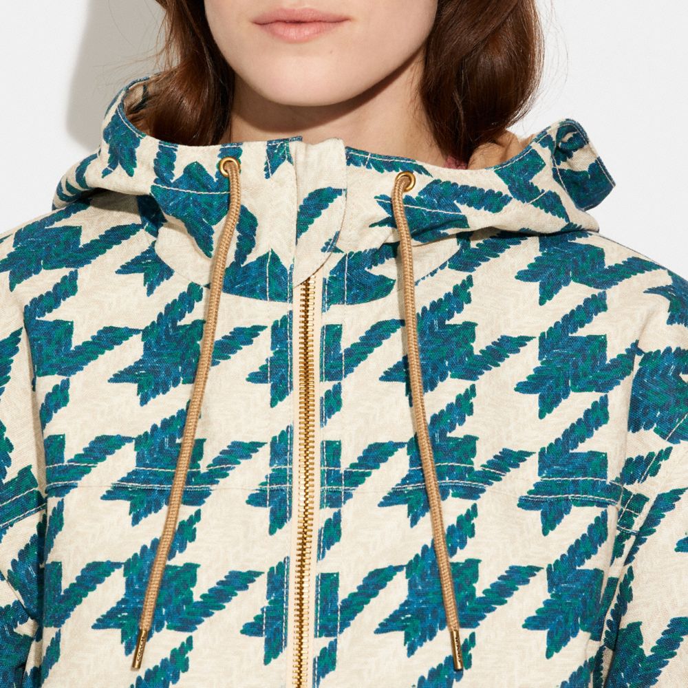 Houndstooth Hooded Jacket In Organic Cotton