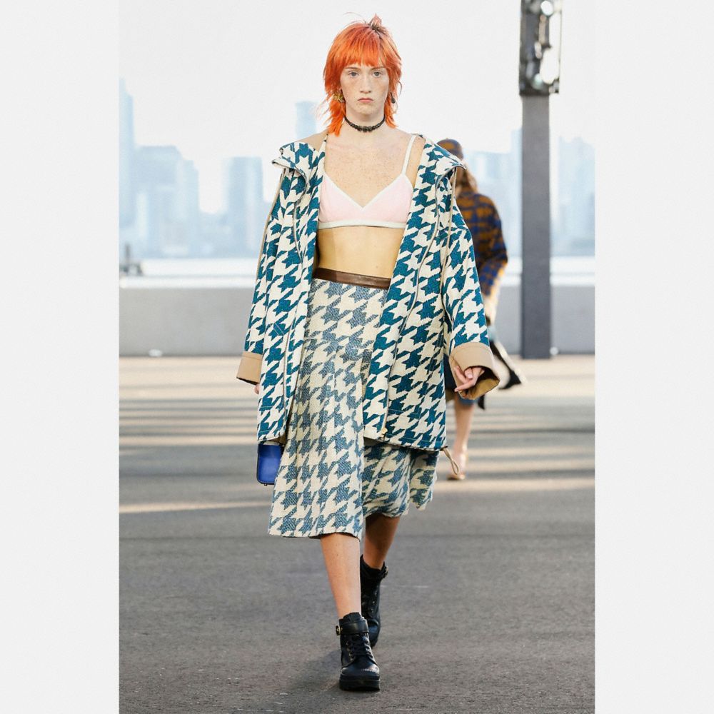 Houndstooth Hooded Jacket In Organic Cotton
