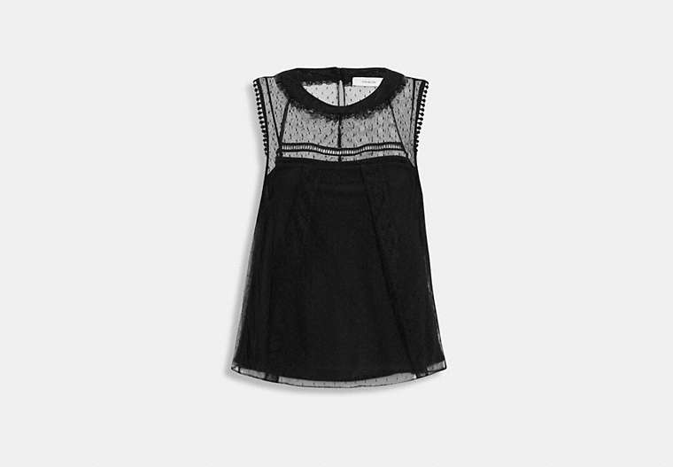 COACH®,LACE SLEEVELESS TOP,Polyester,Black,Front View