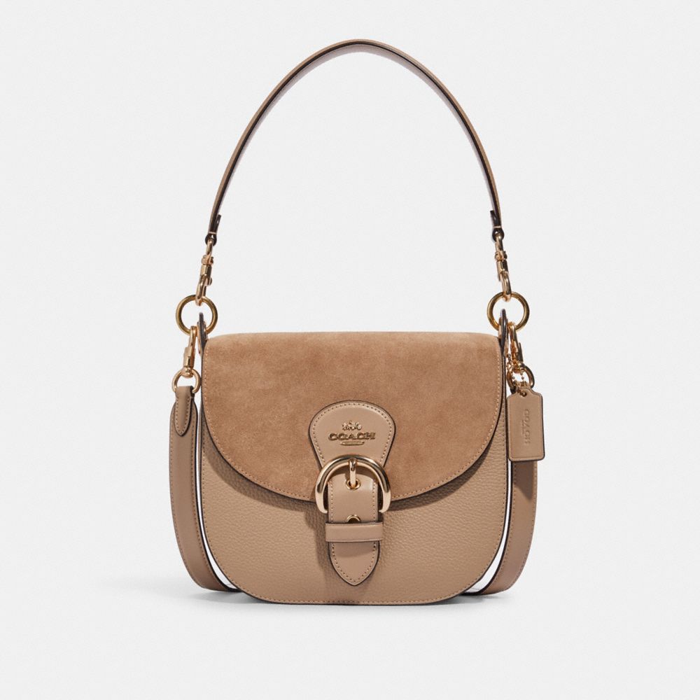 COACH®,KLEO SHOULDER BAG 23,Mixed,Medium,Gold/Taupe,Front View