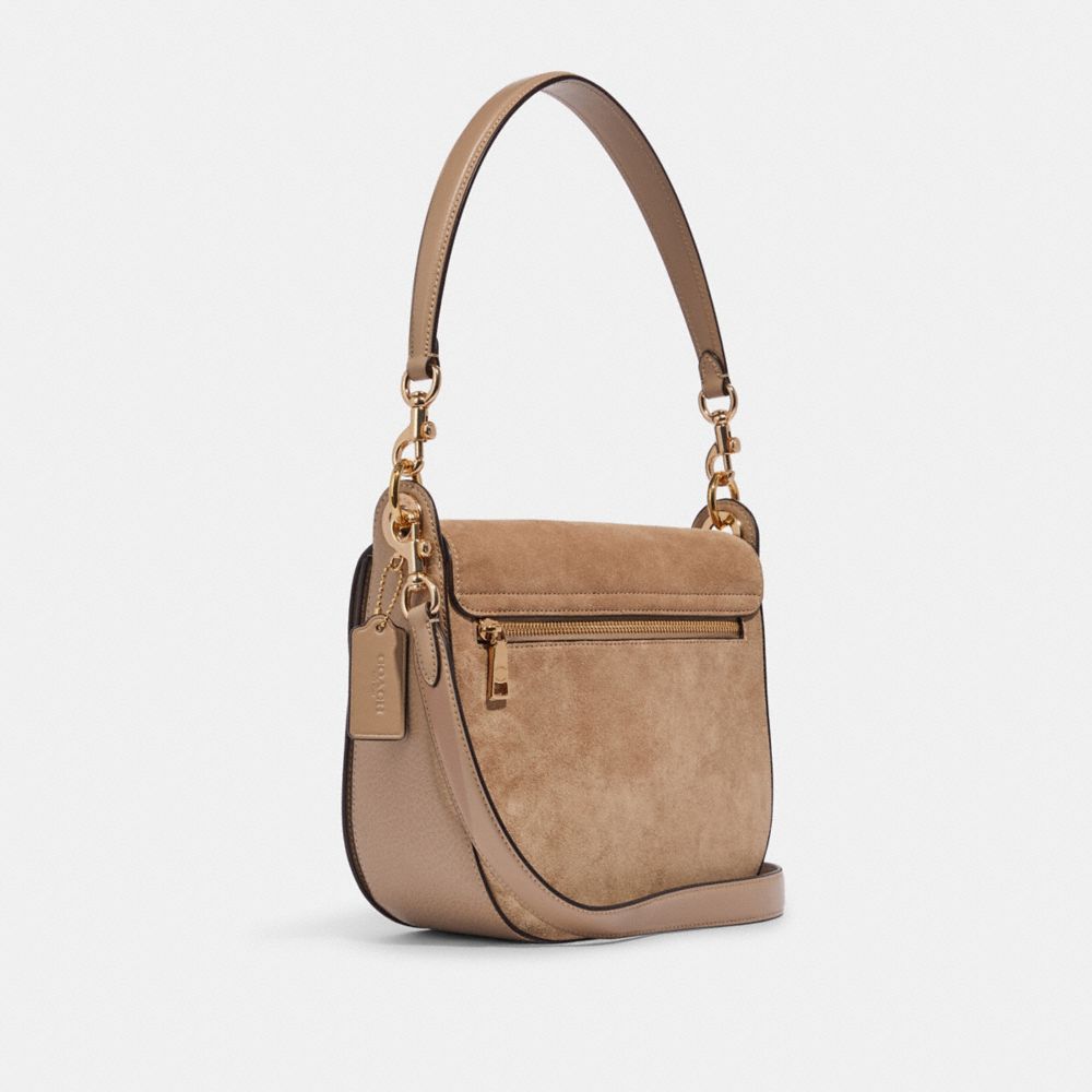 COACH®,KLEO SHOULDER BAG 23,Mixed,Medium,Gold/Taupe,Angle View