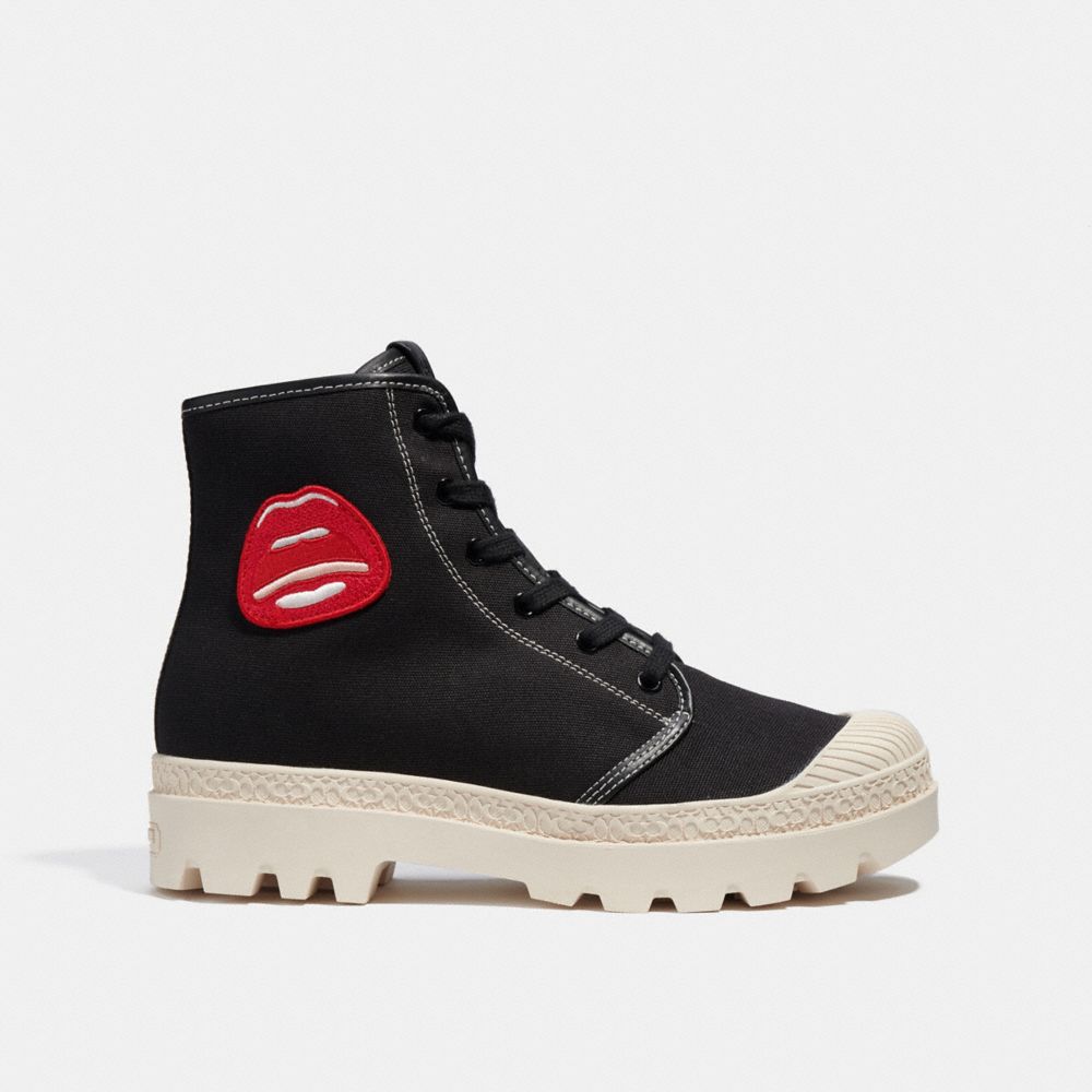 COACH®,COACH X TOM WESSELMANN TROOPER MID TOP BOOT,Black,Angle View