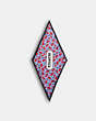 COACH®,CHERRY SWIRL PRINT SILK DIAMOND SCARF,Silk,Blue/Red,Front View