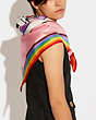 COACH®,RAINBOW SIGNATURE HORSE AND CARRIAGE PRINT SILK SQUARE SCARF,Silk,Multi,Detail View