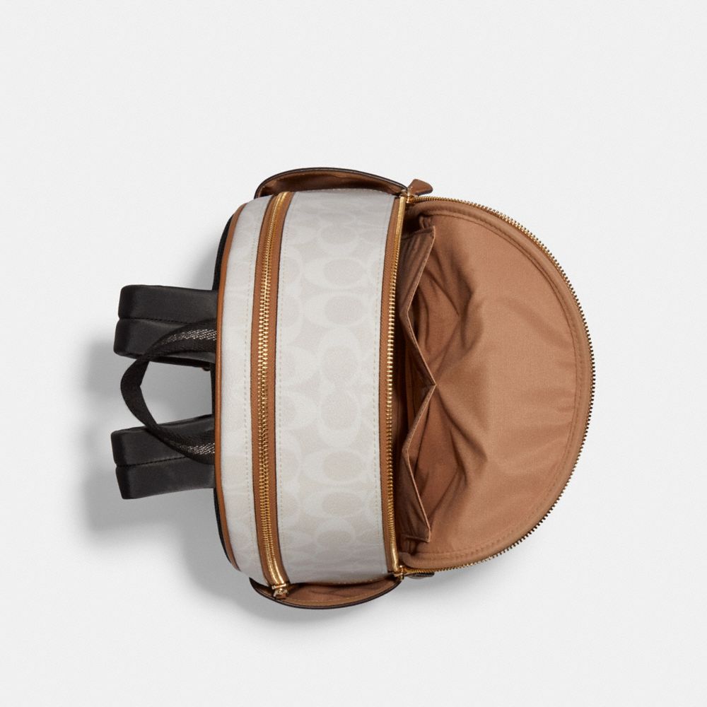 COACH®,COURT BACKPACK IN BLOCKED SIGNATURE CANVAS,Signature Canvas,Large,Gold/Chalk/Glacier White Multi,Inside View,Top View