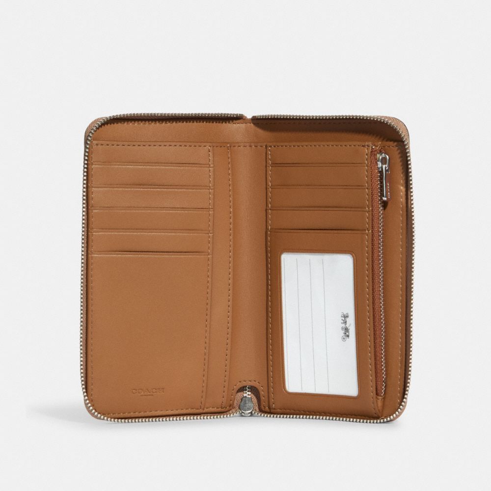 Medium Id Zip Wallet With Floral Whipstitch