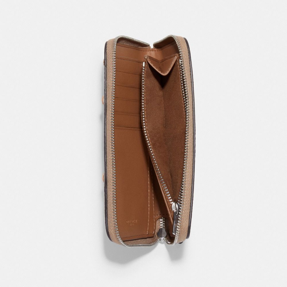 Medium Id Zip Wallet With Floral Whipstitch