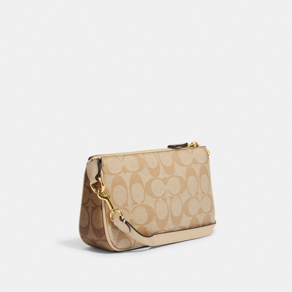 COACH®,NOLITA 19 IN BLOCKED SIGNATURE CANVAS,Signature Canvas,Gold/Light Khaki/Ivory Multi,Angle View