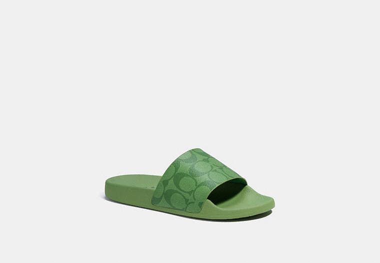 COACH®,ULI SPORT SLIDE,Synthetic,Neon Green,Front View