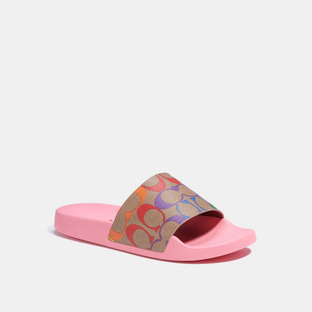 Uli Sport Slide In Rainbow Signature Canvas