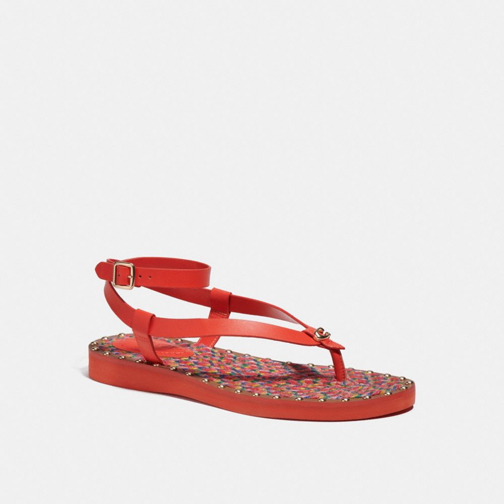 COACH®,GRACEY SANDAL,Red Orange,Front View