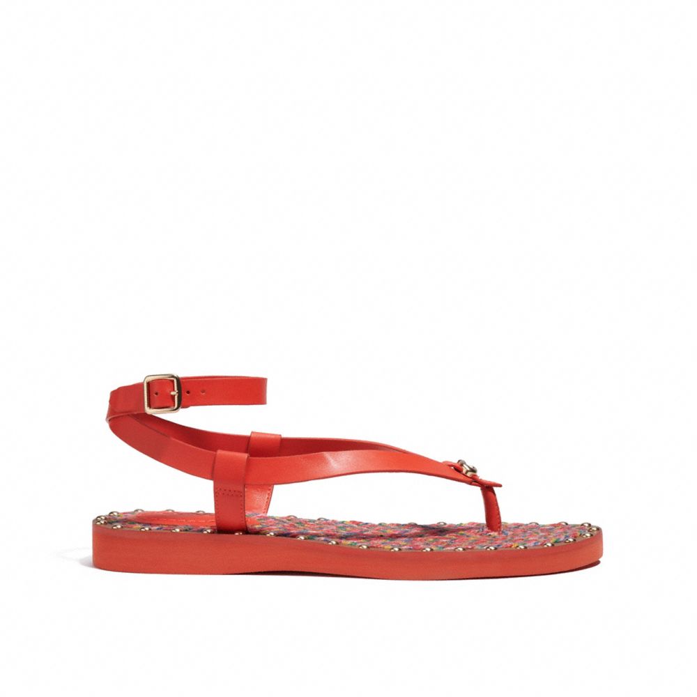 COACH®,GRACEY SANDAL,Red Orange,Angle View