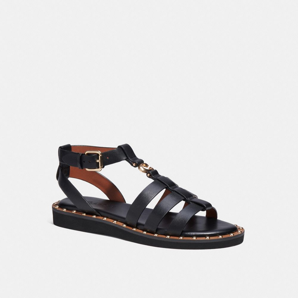 COACH®,GISELLE SANDAL,Black,Front View