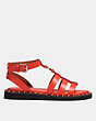 COACH®,GISELLE SANDAL,Leather,Red Orange,Angle View