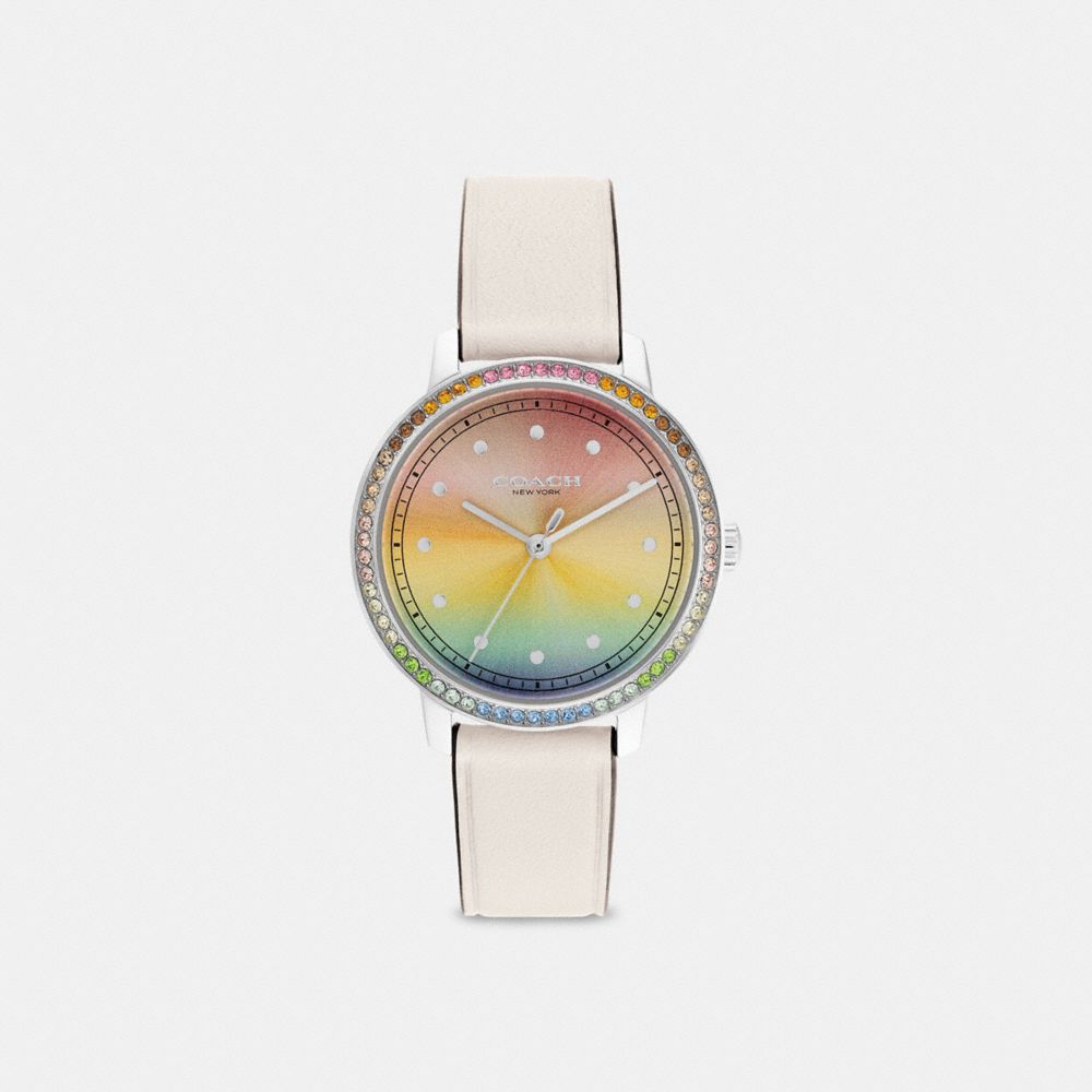 COACH®,RAYDEN WATCH, 32MM,Rainbow/Chalk,Front View