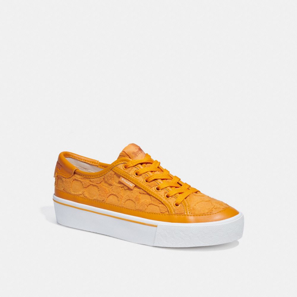 COACH®,CITYSOLE PLATFORM SNEAKER IN SIGNATURE TERRY CLOTH,Terry Cloth,Papaya,Front View