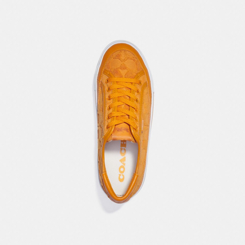 COACH®,CITYSOLE PLATFORM SNEAKER IN SIGNATURE TERRY CLOTH,Terry Cloth,Papaya,Inside View,Top View