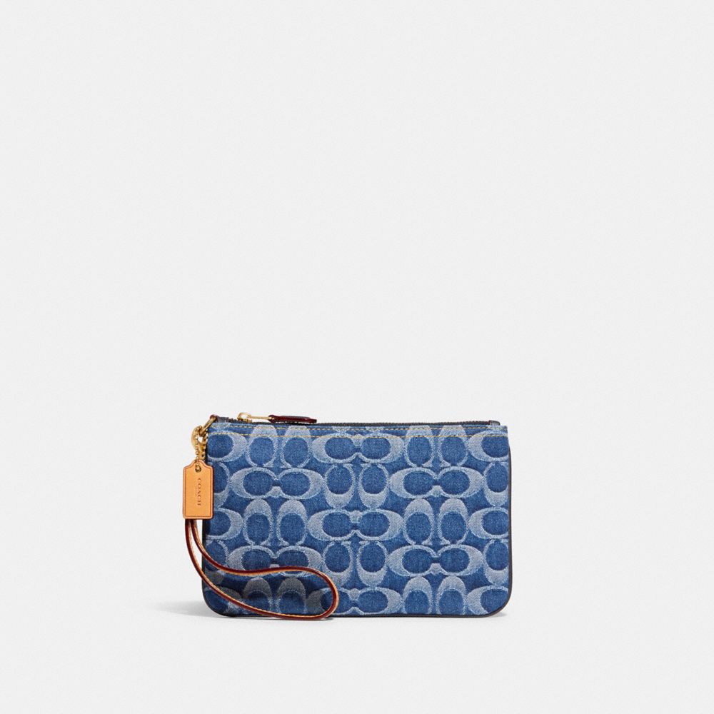 Petit wristlet en denim signature