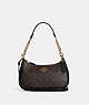 COACH®,TERI SHOULDER BAG IN SIGNATURE CANVAS,Signature Coated Canvas,Large,Anniversary,Gold/Brown Black,Front View
