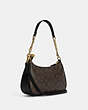 COACH®,TERI SHOULDER BAG IN SIGNATURE CANVAS,Signature Coated Canvas,Large,Anniversary,Gold/Brown Black,Angle View