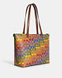 COACH®,GALLERY TOTE BAG IN RAINBOW SIGNATURE CANVAS,canvas,X-Large,Gold/Khaki Multi,Angle View