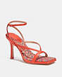 COACH®,KAIA SANDAL,Leather,Red Orange,Front View