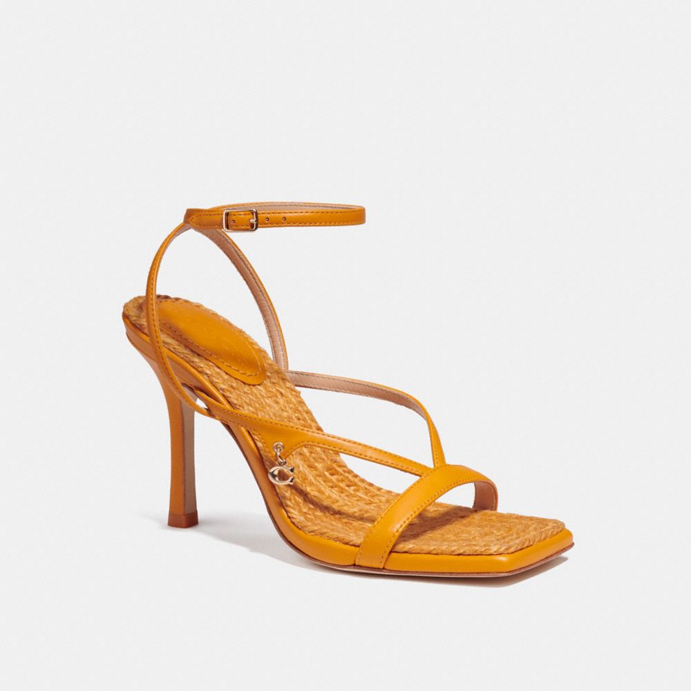 COACH®,KAIA SANDAL,Leather,Papaya,Front View