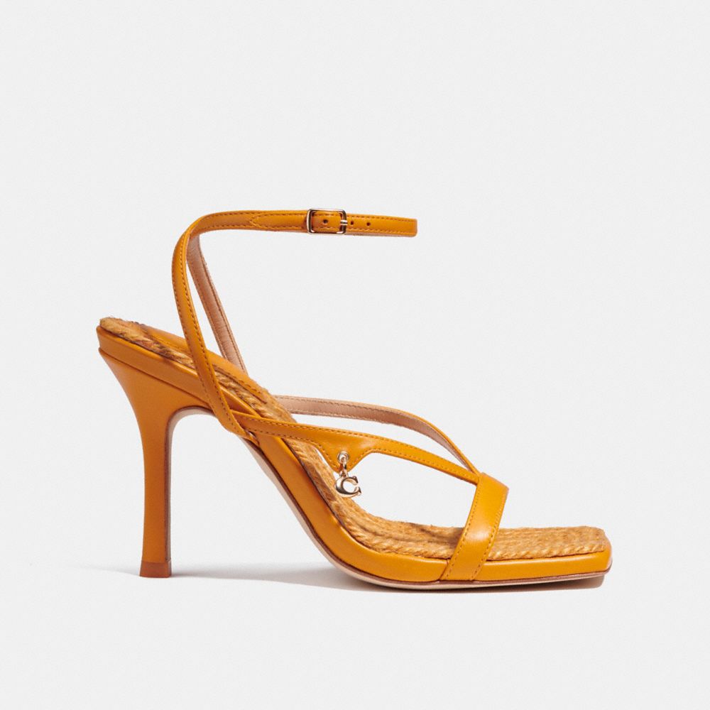 COACH®,KAIA SANDAL,Leather,Papaya,Angle View