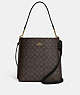 COACH®,MOLLIE BUCKET BAG IN SIGNATURE CANVAS,Leather,Large,Anniversary,Gold/Brown Black,Front View
