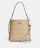 COACH®,MOLLIE BUCKET BAG IN SIGNATURE CANVAS,Leather,Large,Anniversary,Gold/Light Khaki Chalk,Front View