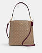 COACH®,MOLLIE BUCKET BAG IN SIGNATURE CANVAS,Leather,Large,Anniversary,Gold/Khaki/Deep Berry,Front View
