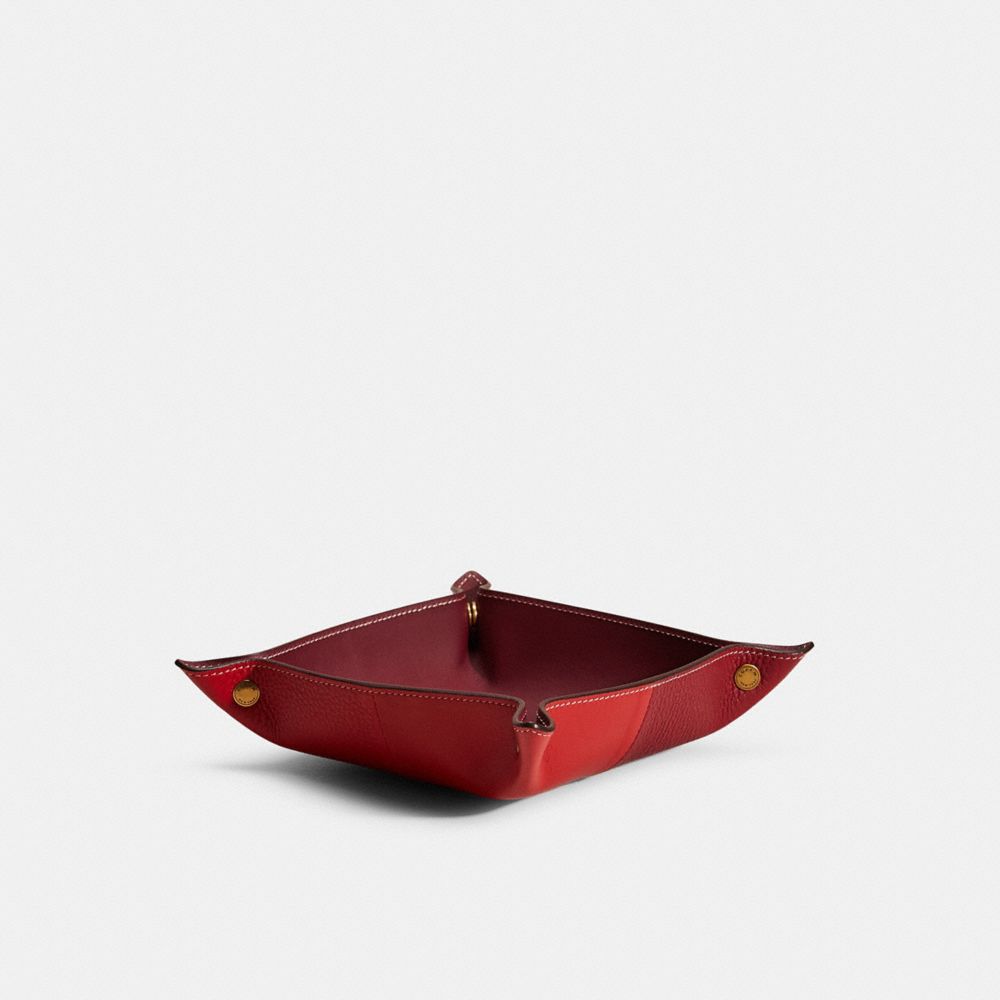 COACH®,Remade Colorblock Valet Tray,Leather,Decorative Tray,Color Block,Red,Front View