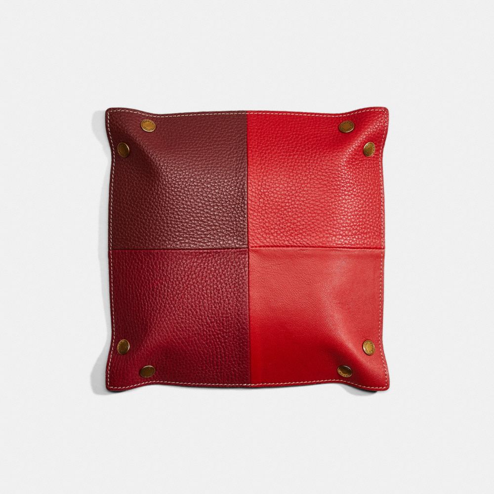 COACH®,Remade Colorblock Valet Tray,Leather,Decorative Tray,Color Block,Red,Back View