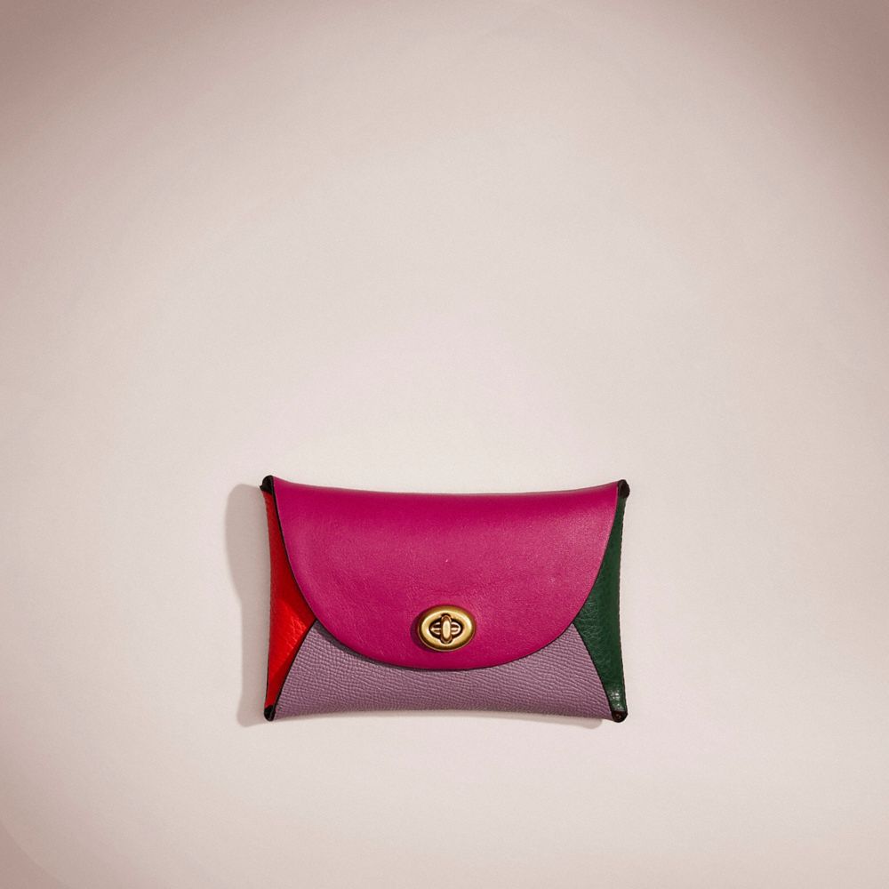 COACH®,Remade Colorblock Medium Pouch,Coin,Color Block,Logo,Embossed,Casual,Multi Color,Front View