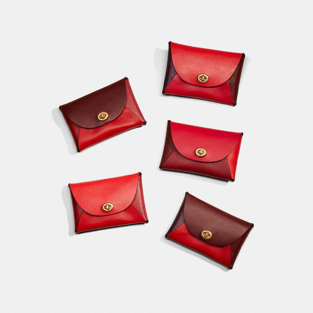 COACH®,Remade Colorblock Medium Pouch,Coin,Color Block,Logo,Embossed,Casual,Red,Group View