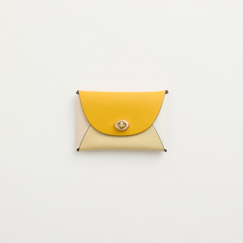 COACH®,Remade Colorblock Medium Pouch,Coin,Color Block,Embossed,Logo,Casual,Yellow,Front View