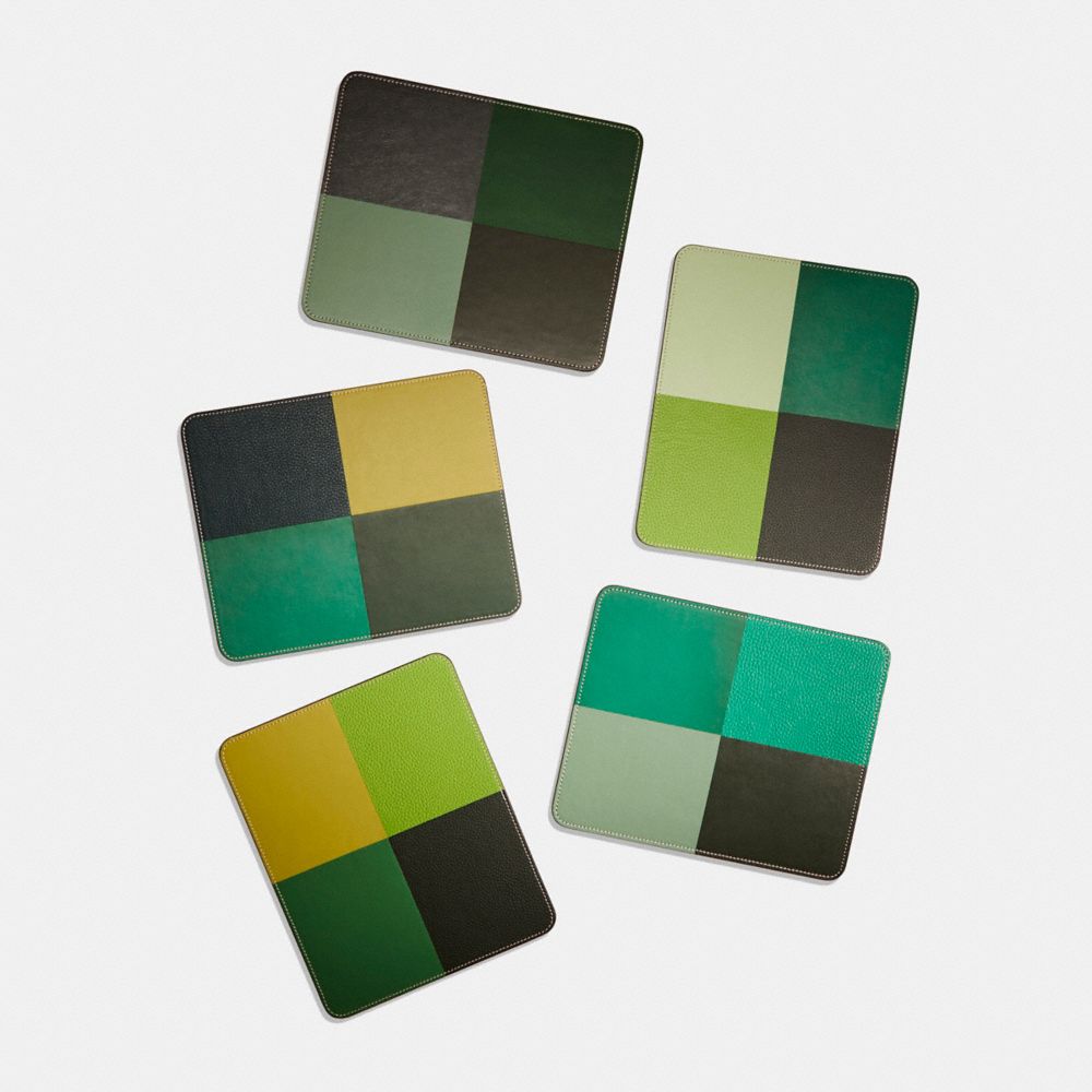 COACH®,Remade Colorblock Mouse Pad,Leather,Mouse Pad,Color Block,Multi Color,Group View