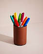COACH®,REMADE PENCIL CUP,n/a,Mahogany Brown,Inside View, Top View