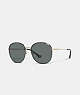 COACH®,METAL ROUND SUNGLASSES,Black/ Shiny Light Gold,Front View