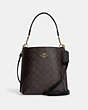 COACH®,MOLLIE BUCKET BAG 22 IN SIGNATURE CANVAS,Leather,Medium,Everyday,Gold/Brown Black,Front View