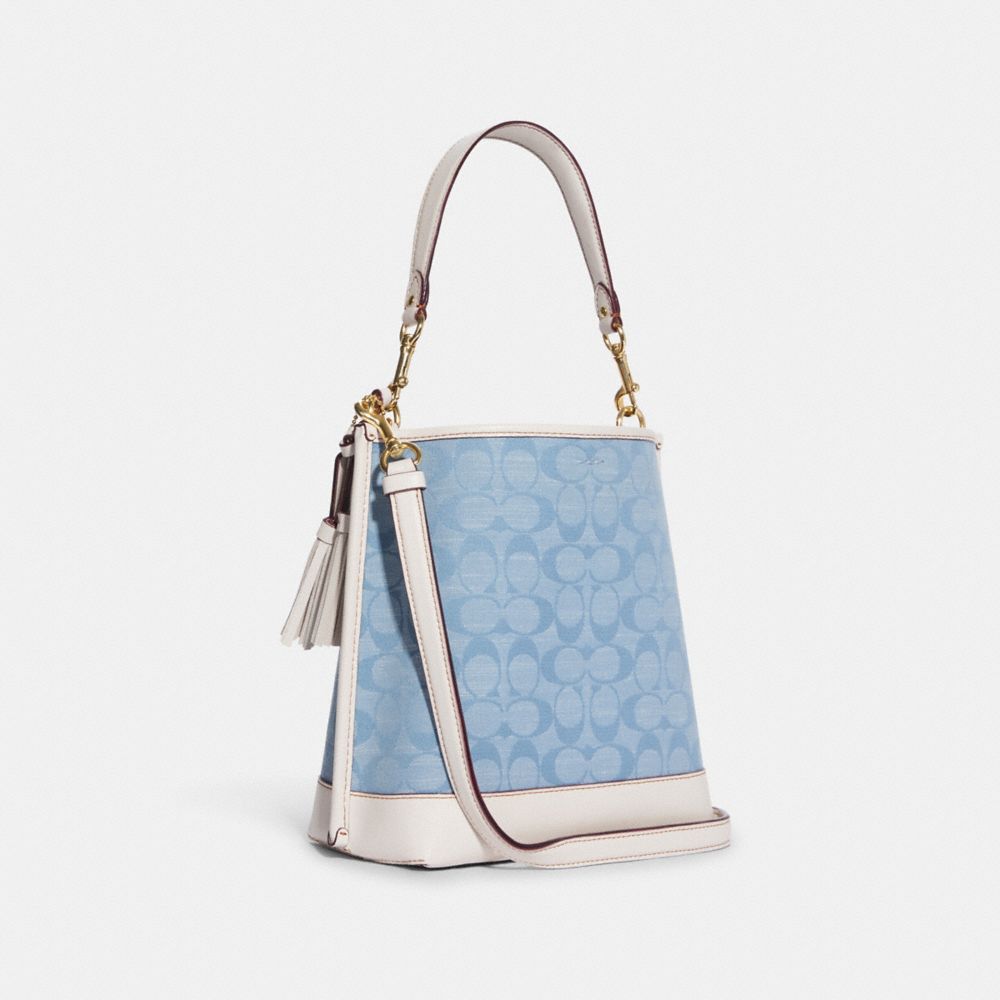 COACH®,Mollie Bucket Bag 22 In Signature Chambray,,Angle View