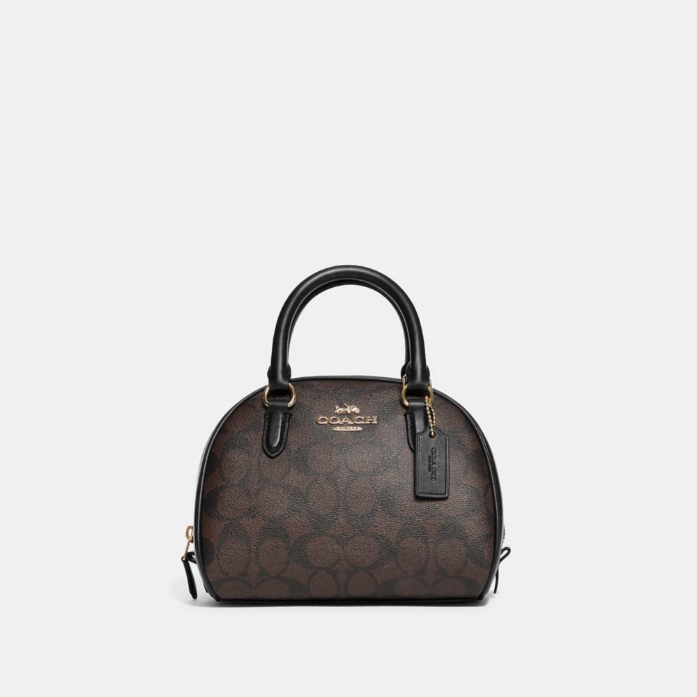 COACH®,SYDNEY SATCHEL IN SIGNATURE CANVAS,Signature Canvas,Medium,Gold/Brown Black,Front View