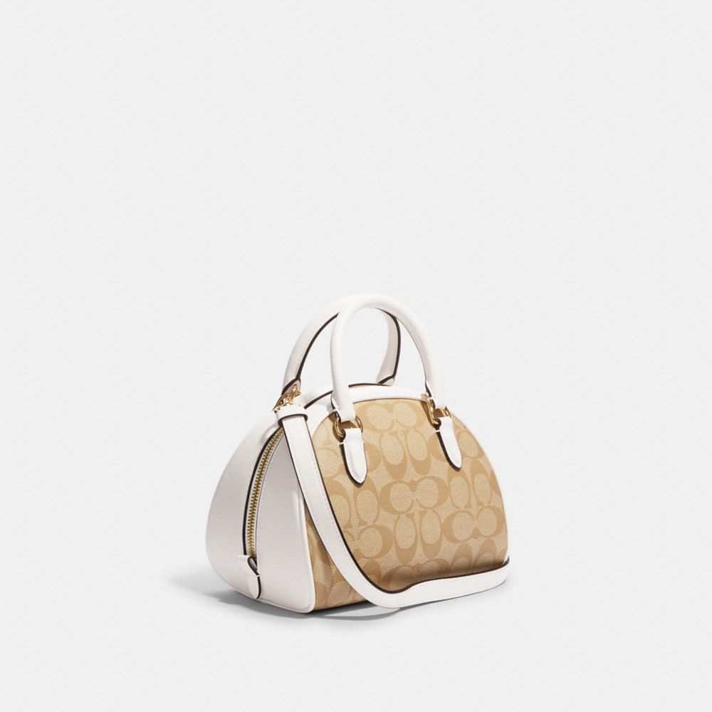 Coach CA591 Sydney Satchel In Signature Canvas In Gold/Brown Black