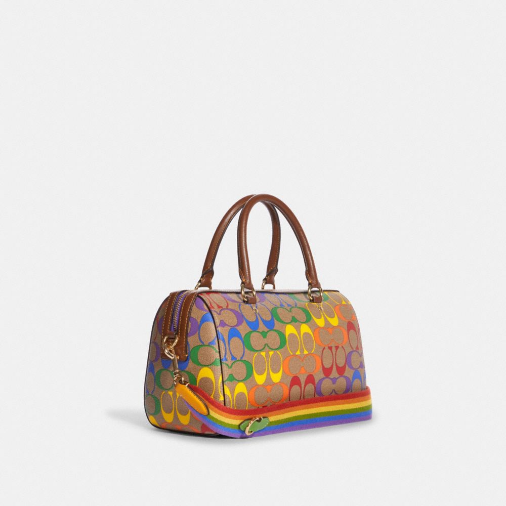 Coach Signature Rainbow Rowan Satchel - Luxe Purses