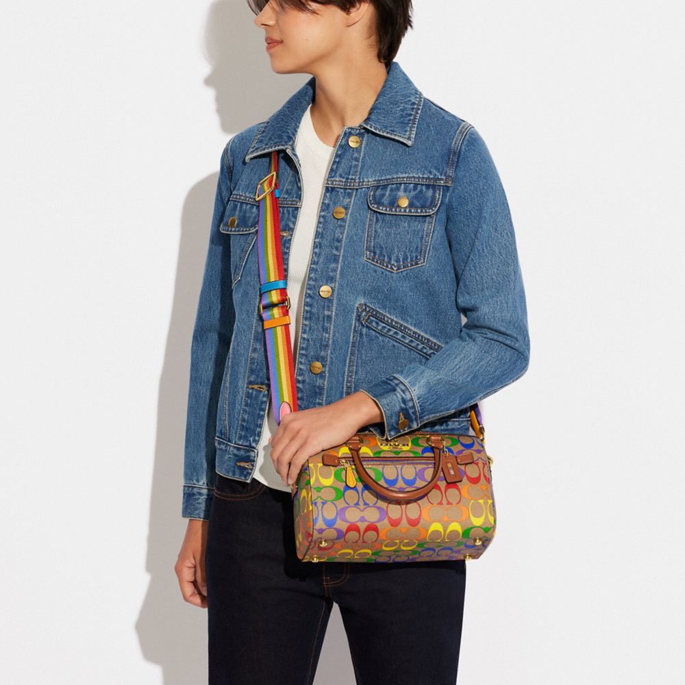 Coach Mini Bennett Satchel in Signature Canvas with Rainbow