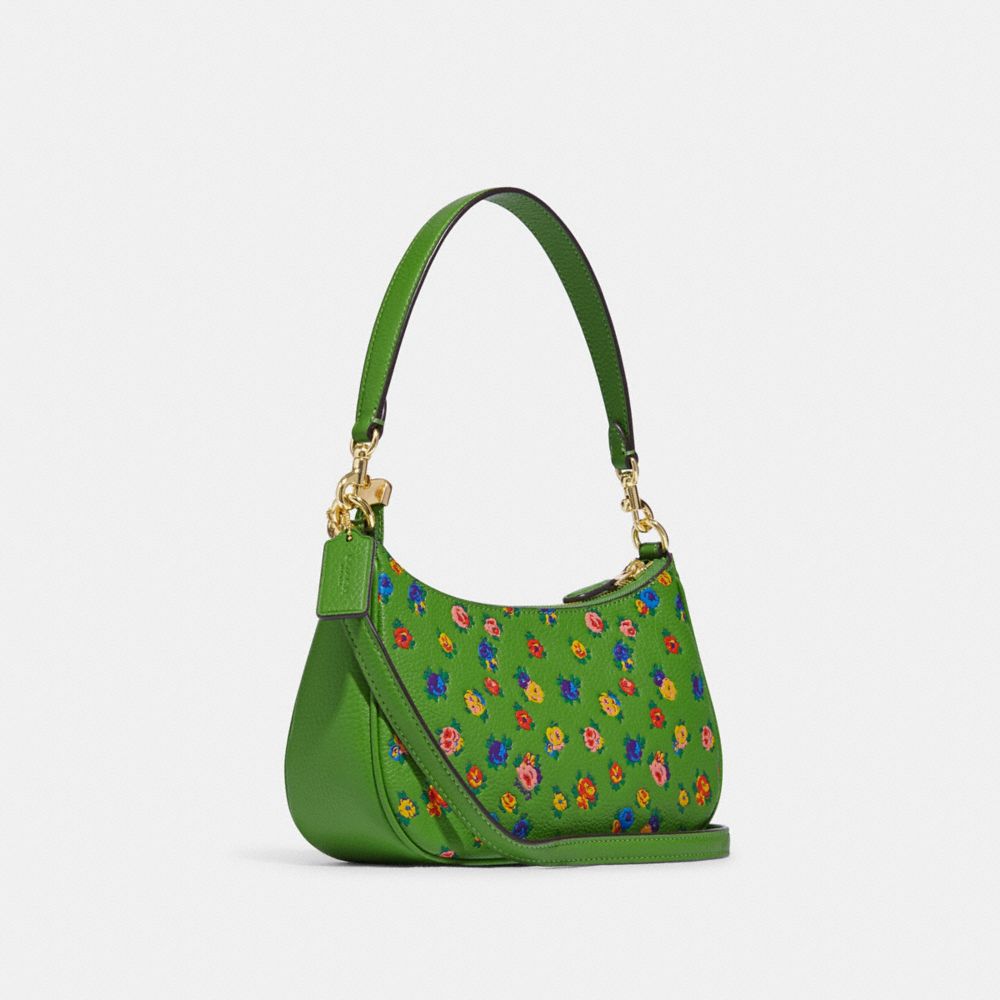 coach green flower purse